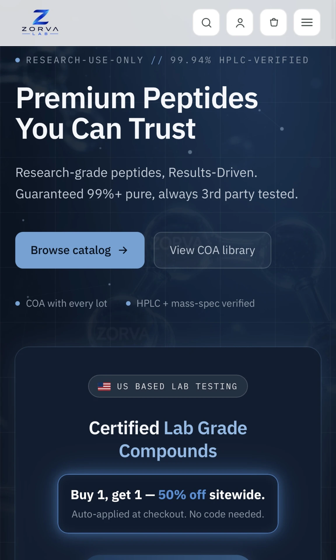 Zorva Lab mobile website preview