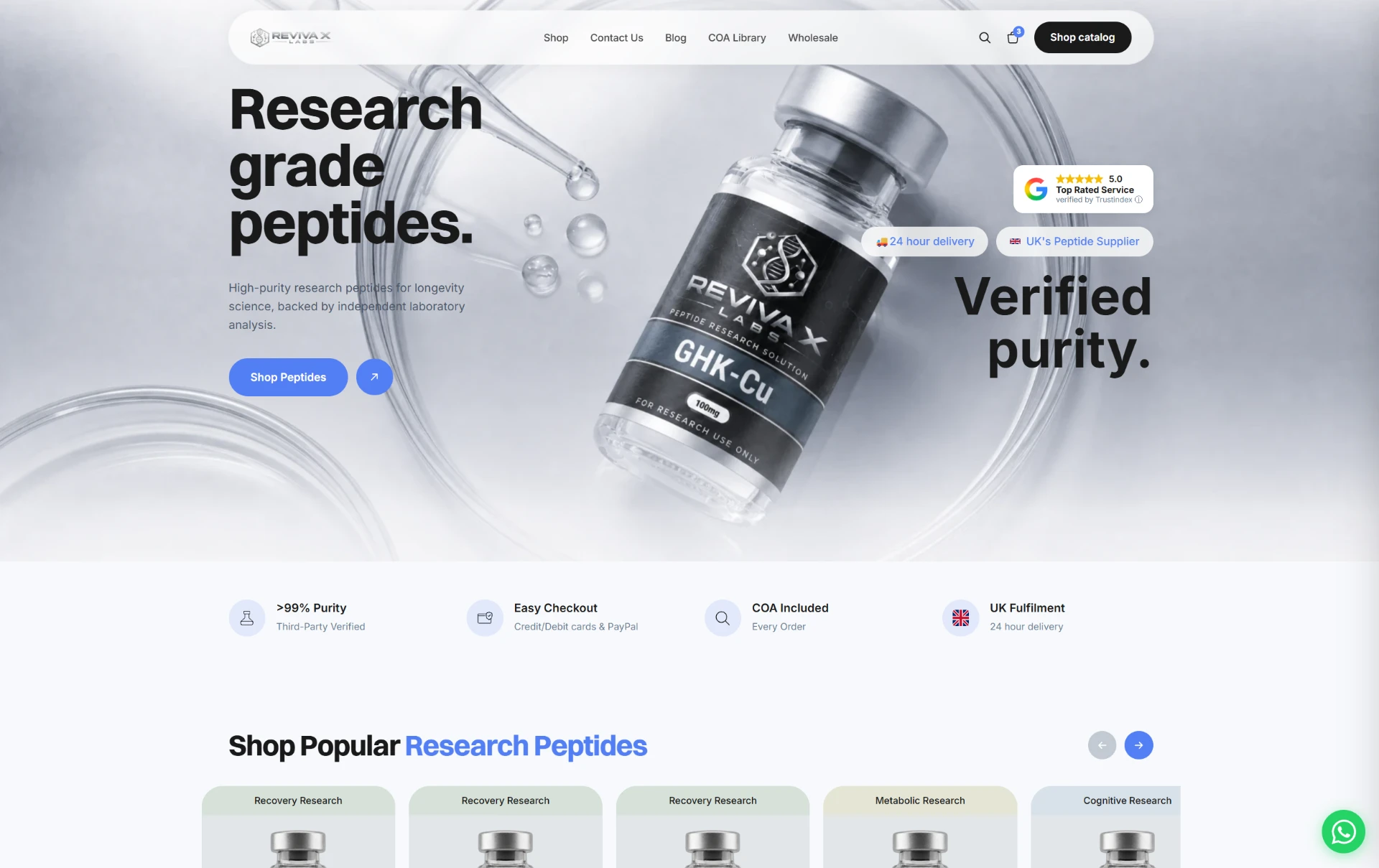 Reviva X Labs desktop website preview
