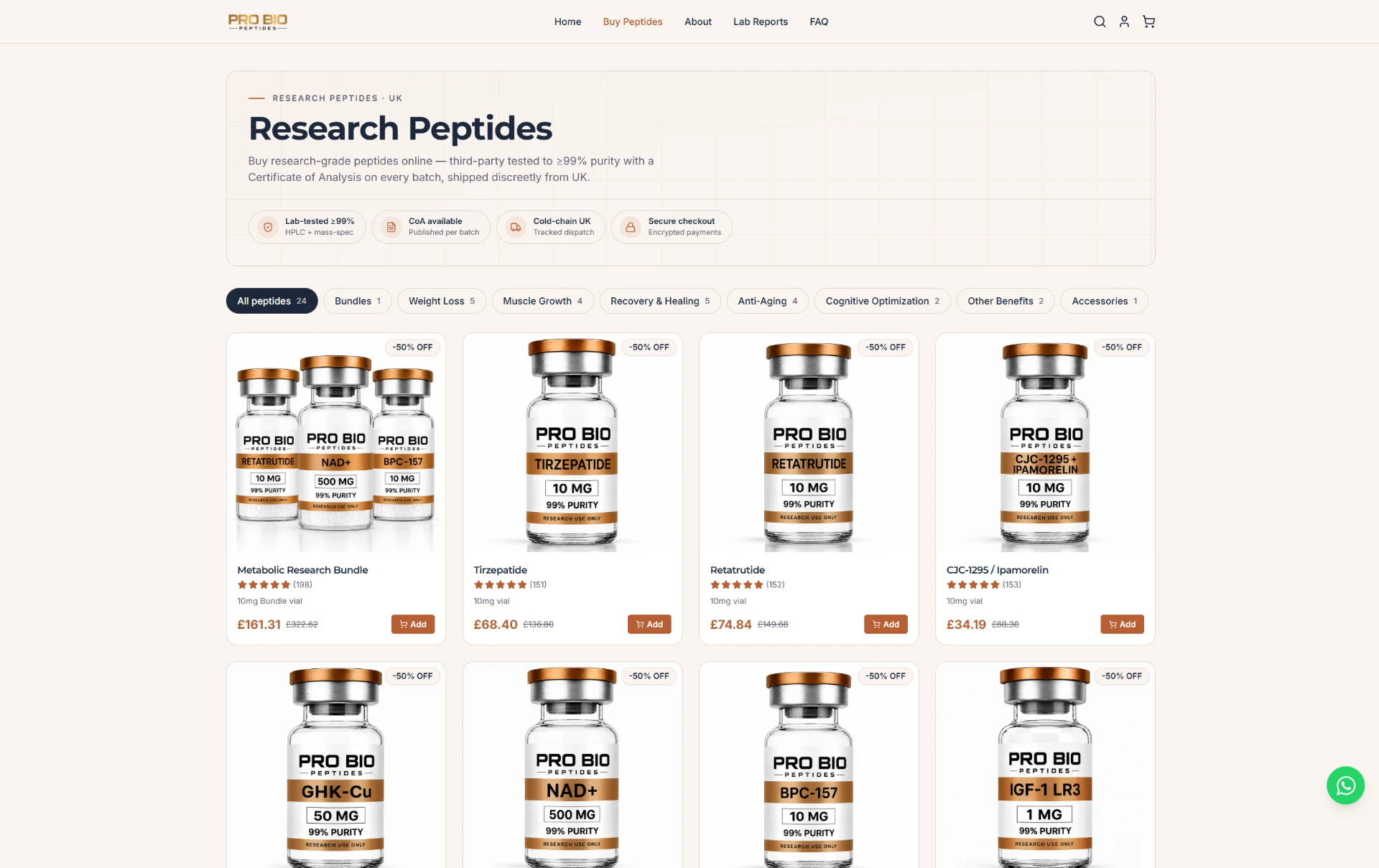Pro-Bio desktop website preview