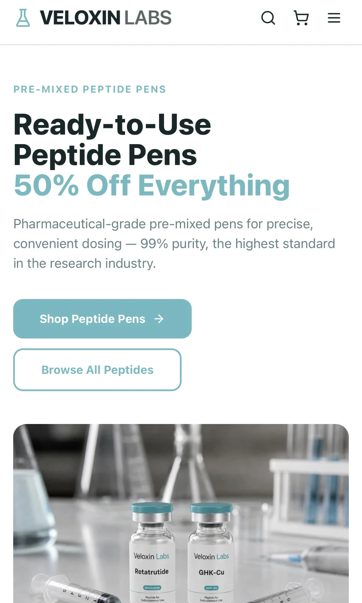 Veloxin Labs mobile website preview