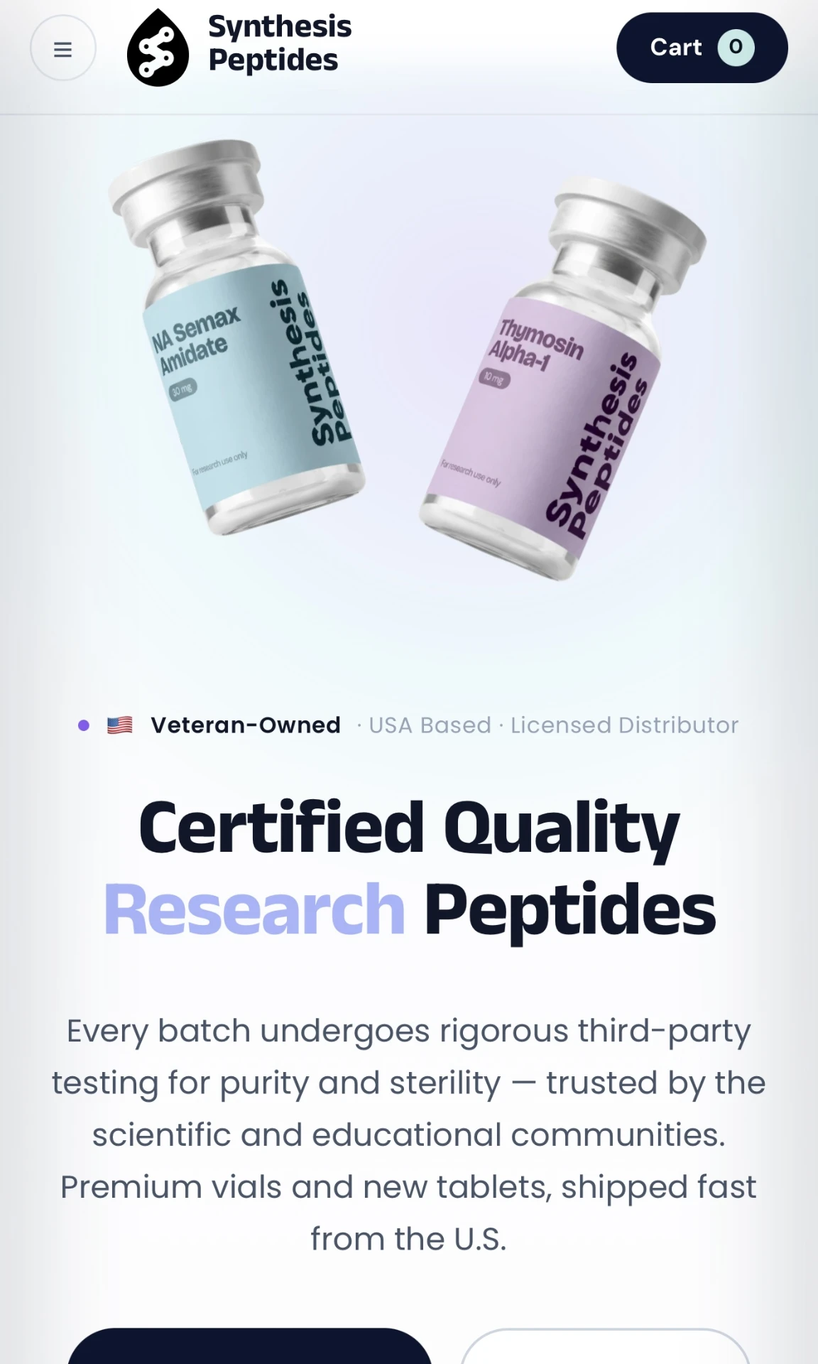 Synthesis Peptides mobile website preview