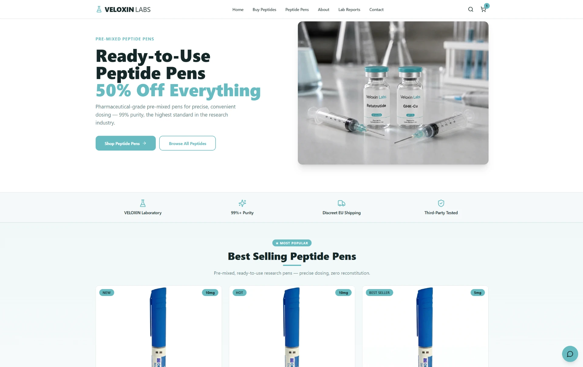 Veloxin Labs desktop website preview