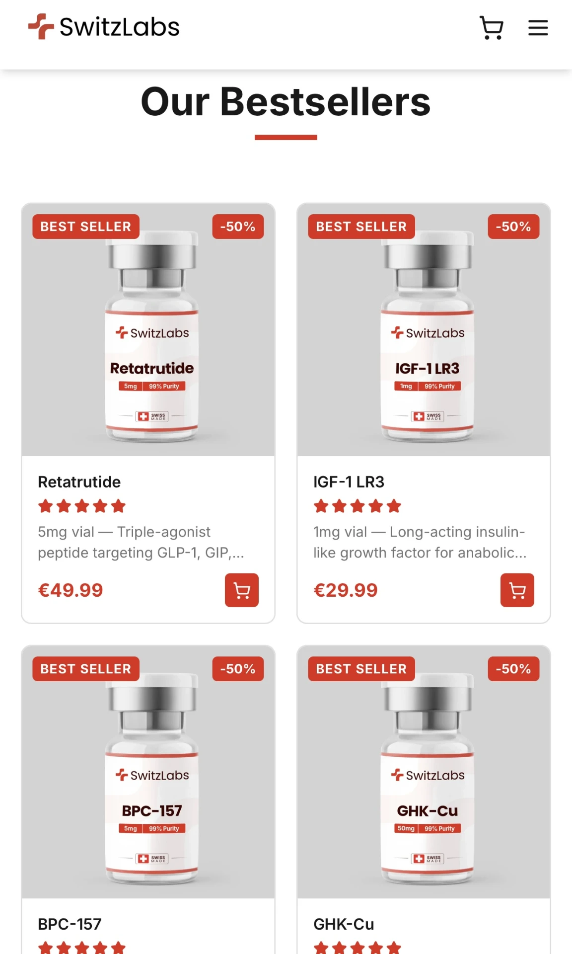 SwitzLabs mobile best-seller catalogue