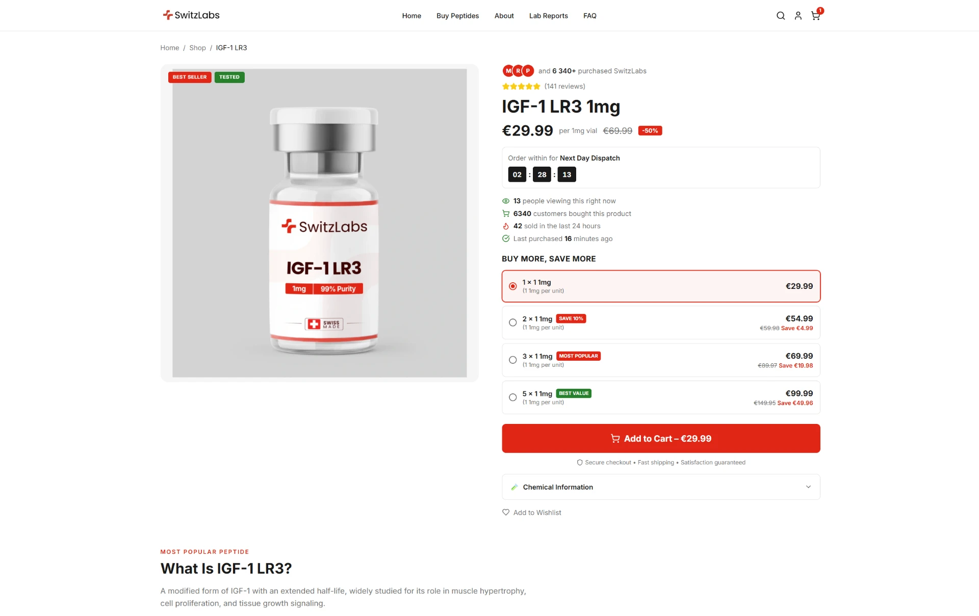 SwitzLabs conversion-focused product page