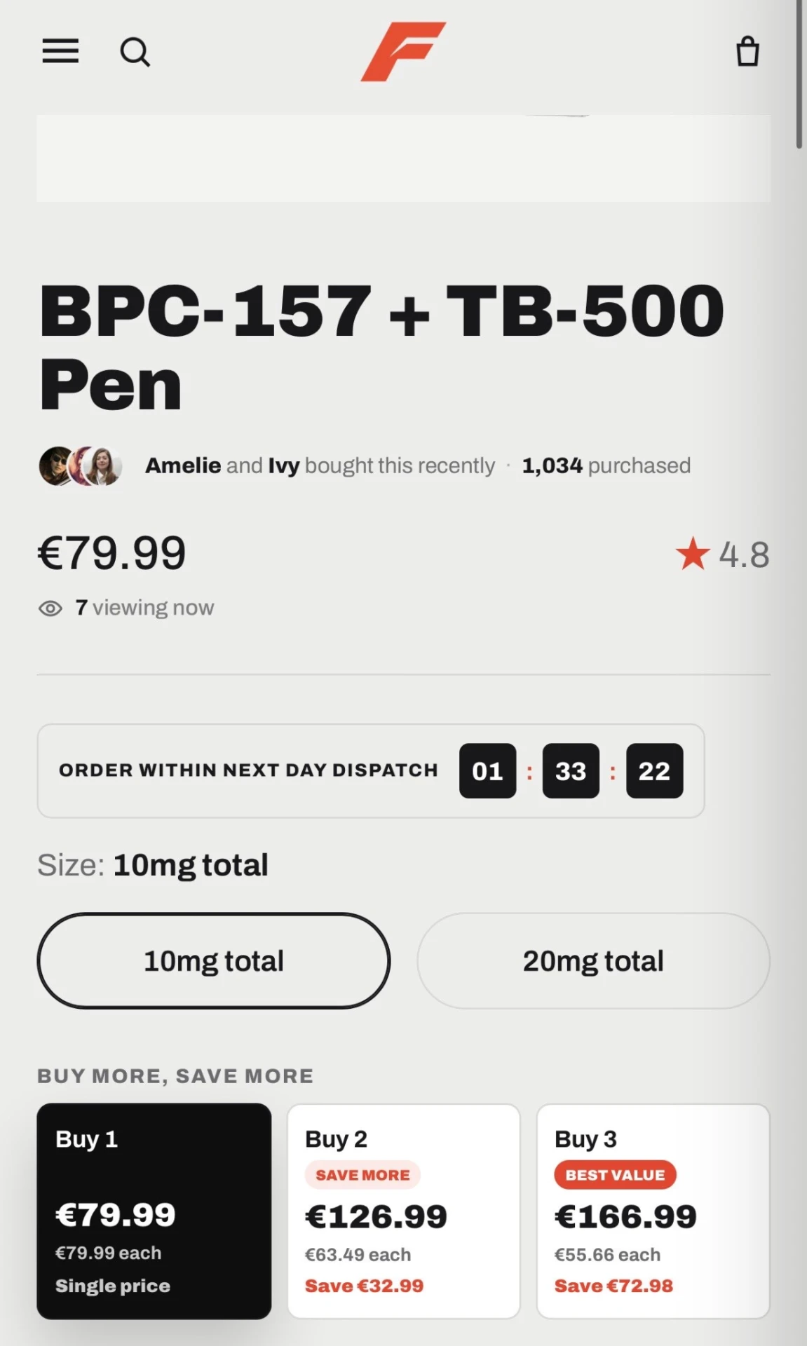 Forge Performance mobile product page with bundle pricing
