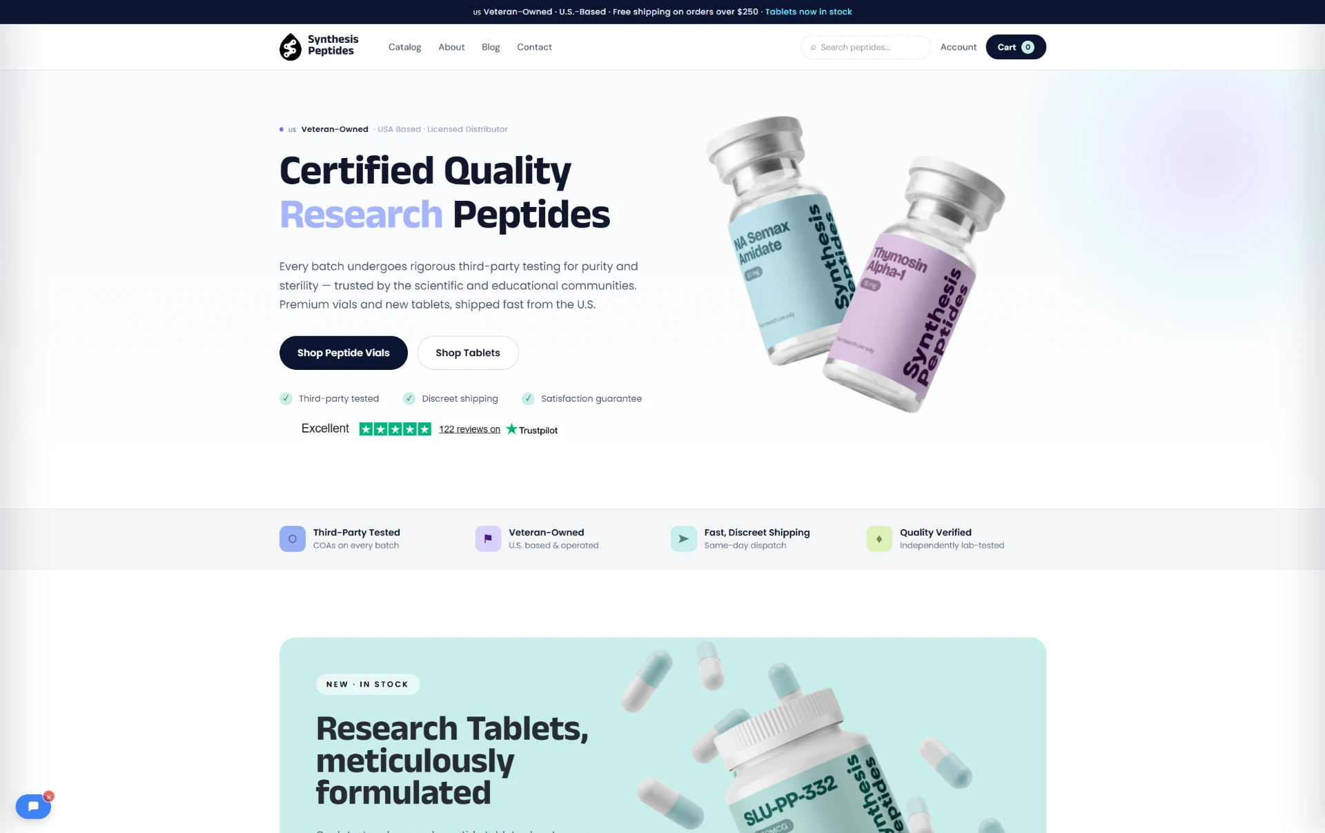 Synthesis Peptides desktop website preview