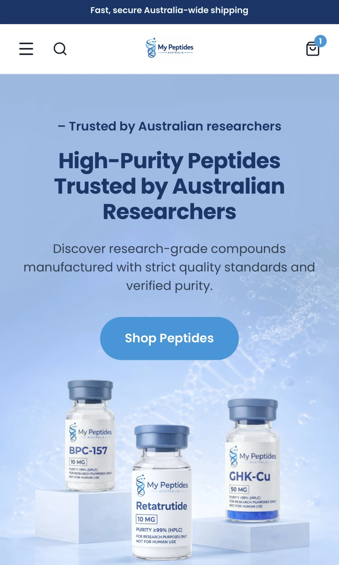 MyPeptides Australia mobile website preview
